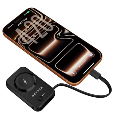 VX Case Carregador Portátil para Smartphone e Apple Watch – Power Bank Compacto com Suporte Magnético para Apple Watch e Saída USB