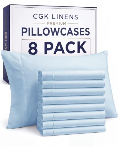 Standard Pillow Cases - 8 Pack Pillowcase Covers - 20" x 26" (Sky Blue)