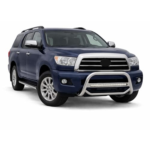 Image of Black Horse MAX Beacon Bull Bar No Skid Plate Stainless Steel Compatible with 2008-2022 Toyota Sequoia|2007-2021 Toyota Tundra-MAB-TOTUS