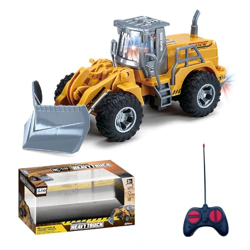 LioMaxi 1:32 veicoli da cantiere telecomandato giocattolo,con luci lampeggianti,completamente funzionante Telecomando,Trattore Ruspa Giocattoli per bambini,per Regali Per Bambini (Spazzaneve)