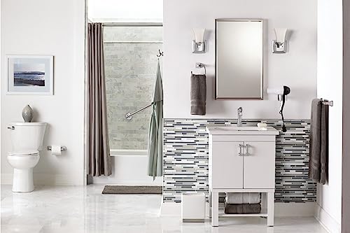 Image of Moen YB5161CH Voss 1-Light Dual-Mount Bath Bathroom Vanity Fixture with Frosted Glass, Chrome