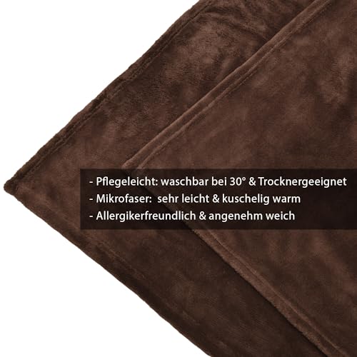 Beautissu Kuscheldecke Flauschig 150x200 cm Dunkelbraun – Weiche Wohndecke für Couch & Bett als Sofa Decken Überwurf – Microfaser Fleecedecke als Tagesdecke & Sofadecke – Flauschige Decke Aurelia