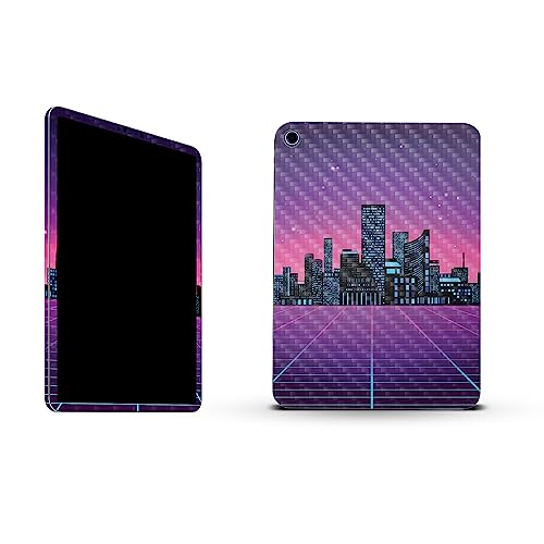 Image of MightySkins Carbon Fiber Skin Compatible with Apple iPad 10.9 inch 10th Gen (2022) Full Wrap Kit - Synthwave City | Protective Durable Textured Carbon Fiber Finish | Easy to Apply | Made in The USA