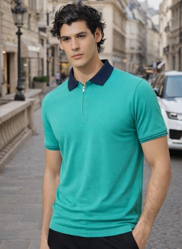 Image of Mens Premium Cotton Polo T-Shirt | 220 GSM Soft Fabric | Casual Stylish Look | Zipper Polo Design Snow White Polo T Shirt | Polo Tshirt for All-Day Wear