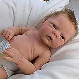 silikon babys jungs ❤ EXQUISITE DETAILS --- Silikon-Babypuppe hat realistisches braunes Mohair. geöffnete Augen können nicht zwinkern. Entzückendes Gesicht mit handgemalter Augenbraue besitzen.