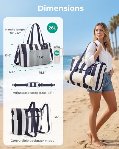 Image of BAGSMART Large Beach Bag for Women, Oversize Tote Bag for Travel /Swim Pool /Summer