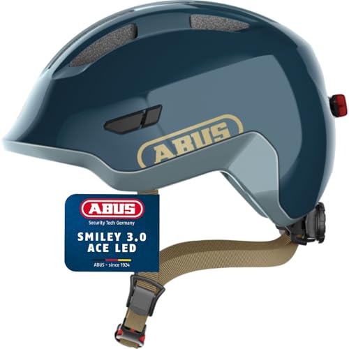 ABUS Casque pour enfants Smiley 3.0 ACE LED - Casque de vélo avec lumière - Forme profonde & place...
