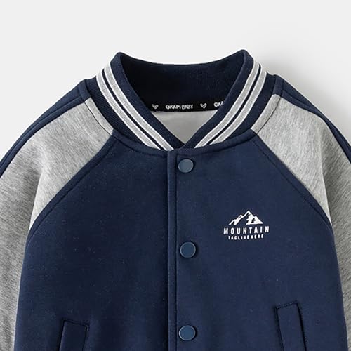 Kids Baseball Jacket Varsity Letterman Button Front Long Sleeve Coat Fall Winter Fleece Bomber Vintage Pocket Outerwear2