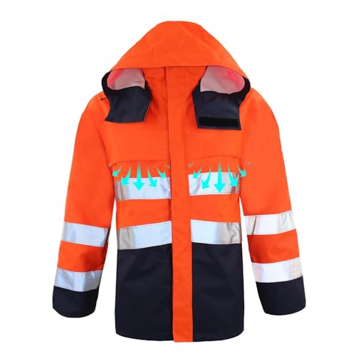 DUHENWU Chaqueta de seguridad de piloto para hombre, 2 en 1, chaqueta de trabajo, otoño e invierno, chaqueta de advertencia, corte regular, con tiras reflectantes en los hombros, chaqueta ligera a
