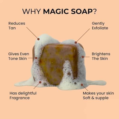 Image of Sandalwood & Saffron Magic Soaps For Bath (300 Gms Pack Of 3) | Paraben Free | Chandan & Kesar Bath Soap | Handmade Soaps For Glowing | Skin Brightening Soap For Men & Women Pack 3