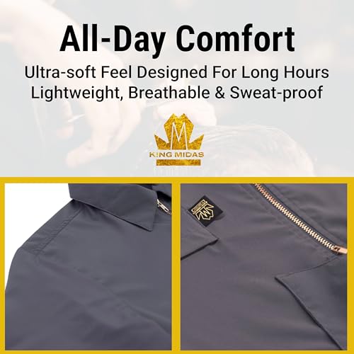 Image of King Midas Professional Barber Jacket for Men - Ultra Lightweight Short Sleeve Barber Smock