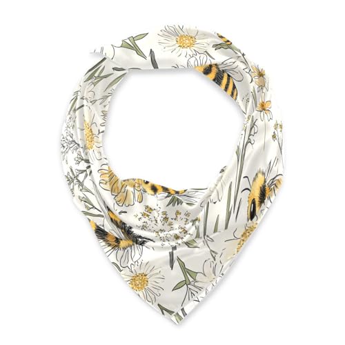 Satin Head Scarf for Women Silk Hair Scarves Bandana Neck Scarf Vintage Bee Neckerchief Square 35x352