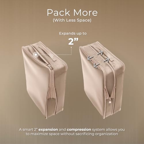 Briggs & Riley Compression Packing Cube Set - Bag Organizer for Check In Suitcase & Luggage, For Women & Men, Pack Accessories for Vacation - Travel Must Haves, 3-Piece, Tan4