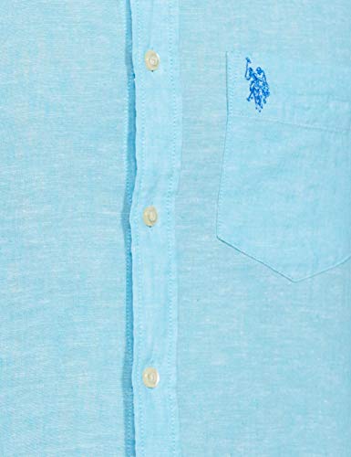 Image of US Polo Association Men's Solid Regular Fit Button Down Shirt (USSH6039H Grey, Blue and Red 3XL)