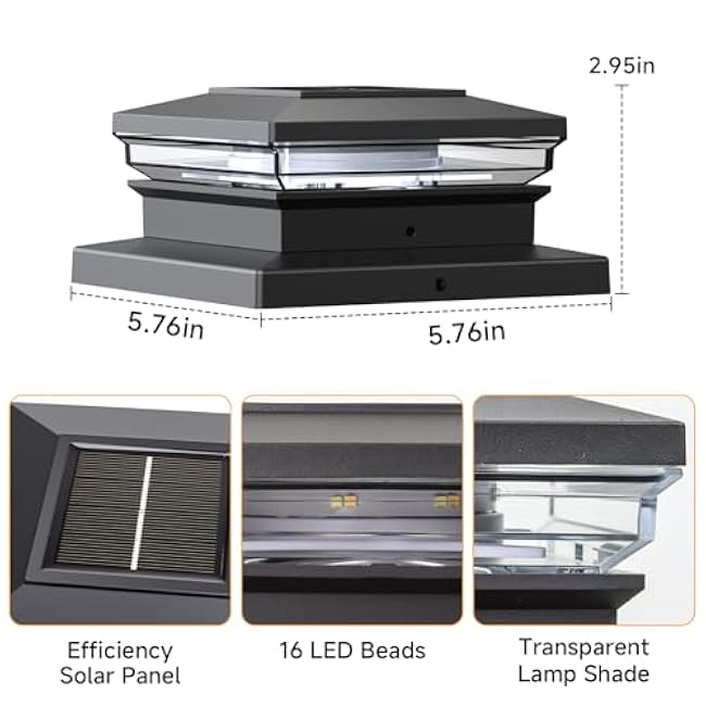 Solar Post Cap Lights Fence Post Solar Lights Warm White Cool White 4x4 5x5 6x6