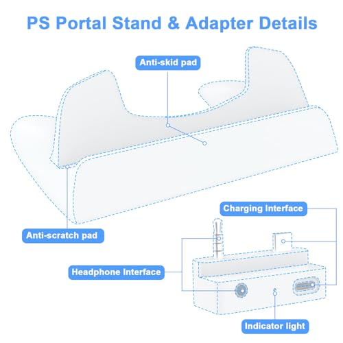 Image of EASEGMER Charging Stand and Adapter for Playstation Portal - Charge Dock Stand Holder Accessories for PS Portal Remote Player
