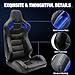 FREEMOTOR802 Racing Seats with Dual Lock Sliders, Universal For Most Cars Vehicles First Row, 1 Pair Reclinable Sport Bucket Seats, PU Carbon Fiber Look Leatherette, Black Blue Slots