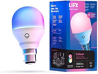 LIFX Colour A60 1000 Lumens [B22 Bayonet Cap], Billions of Colours and Whites, Wi-Fi Smart LED Light Bulb, No bridge required, Compatible with Alexa, Hey Google, HomeKit and Siri