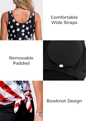 Image of ROSEWE Modest Tankini Swimsuits for Women, Two Piece Athletic Womens Bathing Suits Blouson Tank Tops with Board Shorts