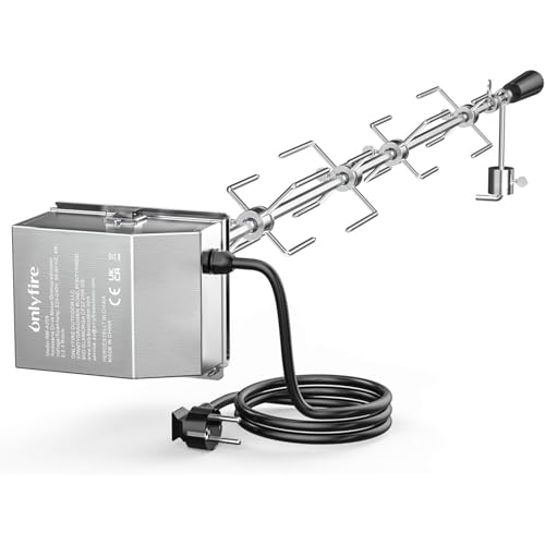 Onlyfire Universal Grillspieß Set, 120 cm inkl. 4X Fleischnadeln und Edelstahl Motor, 220V - 240V, Drehspieß, Rotisserie, Drehspiess Onlyfire Universal Grillspieß Set, 120 cm inkl. 4X Fleischnadeln und Edelstahl Motor, 220V - 240V, Drehspieß, Rotisserie, Drehspiess