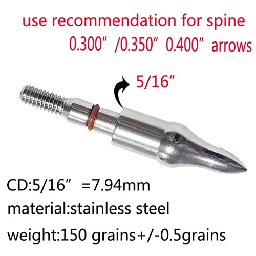 Image of 100 /125 /150 /200 /300 Grains Archery Field Points Practice Field Tips, Archery Target Practice Hunting Arrow Tip for Recurve, Compound Bow Crossbow, Stainless Steel Screw in Broadheads