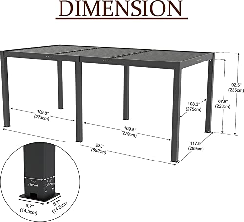 Onlyctr Outdoor Louvered Pergola 10' × 20' Aluminum Large Pergola Patio Rainproof Pergola With Adjustable Roof, Black Gazebo For Outdoor Deck Garden Beach Patio #TOP7