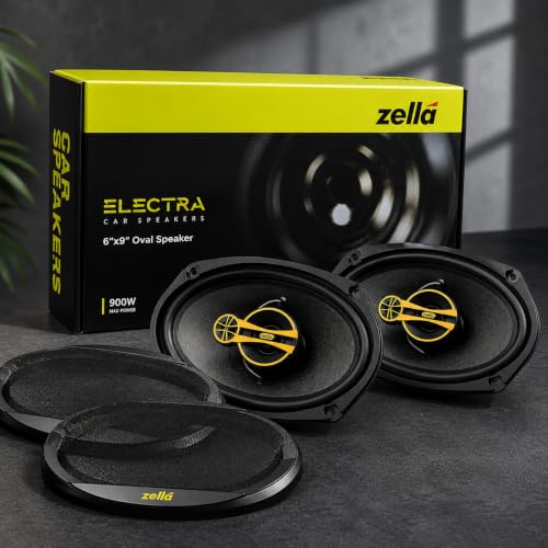Image of ZELLA 900W 6 * 9 (Oval) Car Speaker with Grill| Dual Cone Design with Deep Bass & Clear Treble | Universal Fit for Cars & SUVs | Easy Door Mount Installation | 20KHz Frequency Response