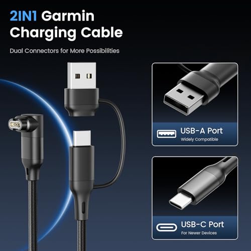 Cable de carga para Garmin Forerunner conector USB C en L que evita daños 5