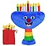 Aviv Judaica Plush Hanukkah Menorah - Musical Menorah Plays 2 Classic Hanukkah Melodies Includes Removable Candles & Candle Bag