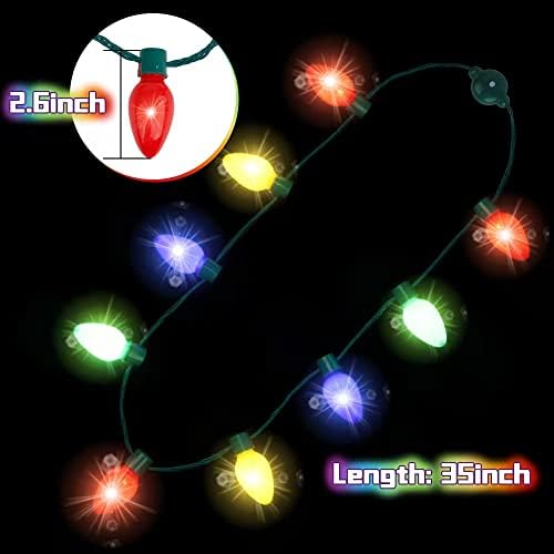 Dilabnda LED Bulb Necklace for Kids Adults , Light Up Necklace Flashing Glow in The Dark, Gift for New Year Ugly Christmas Xmas Birthday Wedding Rave Carnival Party(2PCS)