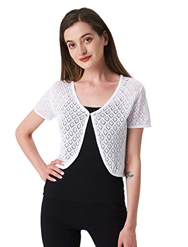 Sofishie Crocheted Open Shrug - White 2 - XL