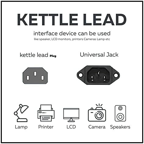 TRD UK Kettle Lead 0.5M Power Lead 0.5M, 1M, 3M & 5M 3 pin power cable for TV, pc, monitor, plug, printers power cord
