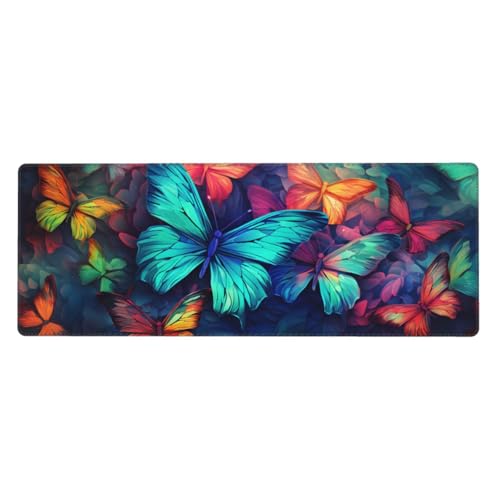 Tapis de souris grand format motif papillon pour espace de télétravail