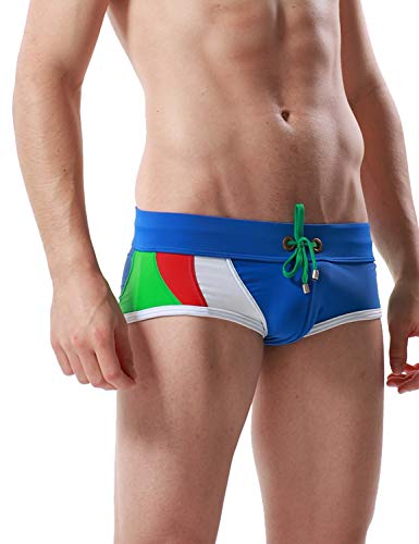 SEOBEAN Mens Low Rise Sexy Sport Swimwear Trunk Boxer Brief Bikini Swimsuit (Large(31-34