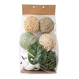 gartendekoration kaufen 2. Das Paket enthält: 6 dekorative Bälle, gemischt braun, weiß und grün, sortierte gewebte Bälle, natürliche gewebte Bälle, Hanfseilbälle, künstliche grüne Bälle und Wattebällchen. (Ohne schwarze Schüssel)