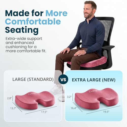 Image of ComfiLife Extra Large Gel & Memory Foam Seat Cushion - Doctor Recommended Office Chair Cushion, Car Seat Cushion - Back & Sciatica Pain Relief - Wide Seat Cushion for Big & Tall (Pink)