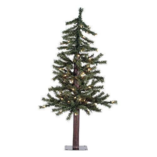 Vickerman 3' Natural Alpine Artificial Christmas Tree, Clear Incandescent Lights - Faux Christmas Tree - Seasonal Indoor Home Decor
