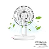 Portable Desk Fan, Personal Fan,Foldable and Rechargeable, 3 Speeds Super Quiet Battery Operated Fan for Office, Home, Outdoor (White)
