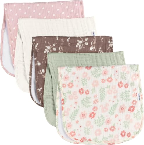 Image of Gerber Baby Unisex Muslin Burp Cloths 60-Pack, Multi Pink Floral, Large Size 20 inch x 10 inch