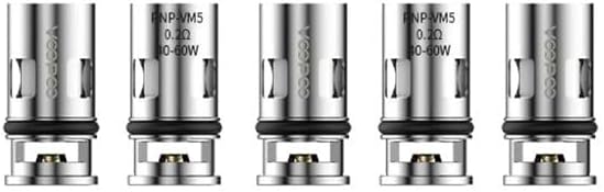 PnP VM5 0.2 Ohm Replacement Coils for VooPoo Drag S/X Kit Kits Pack of 5, No Nicotine.