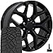 OE Wheels CV98B 22 Inch Rims and Tires Fit Silverado 1500 Snowflake Style 6x139.7 22x9 Satin Black - Hollander 5668 - TerraMax RT 285/45-22 (Set of 4)