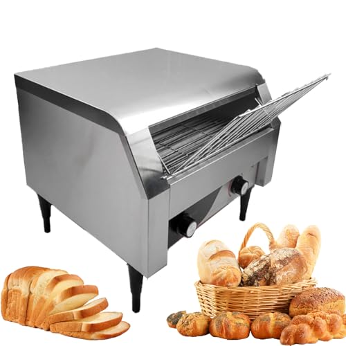 Tostadora transportadora comercial, 150/300/450 rebanadas por hora, tostadora eléctrica de acero inoxidable 2240 W (plata 450)