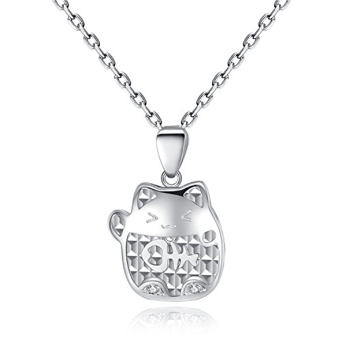 VIKI LYNN Collier argent pendentif chat mignon bijoux femme en argent fin 925 et zircon cadeau noël parfait pour les femmes filles (chat 6)