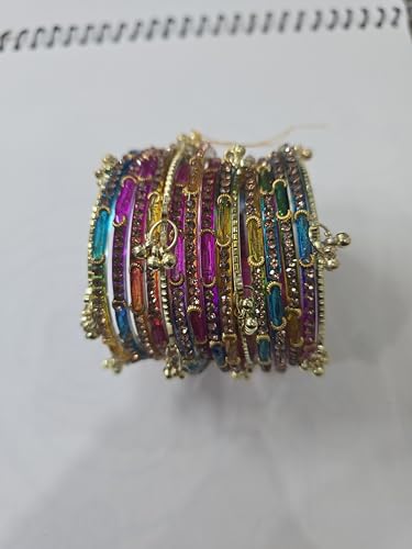 Image of AGPTEK Kashmiri Ghungroo Raindrop Bangles Combo Set | for Women and Girls|Set of 16 Pcs