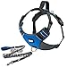 Black Rhino - The Comfort Dog Harness with Mesh Padded Vest for Small - Large Breeds | Adjustable | Reflective | 2 Leash Attachments on Chest & Back - Neoprene Padded Training Handle (Medium, Blue/Gr)
