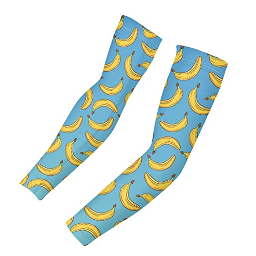 Coldinair Banana Blue Arm Sleeves for Men Women UV Sun Protection,Tattoo Cover Up,Athletic Sports Sleeve for Golf Running Football Fishing