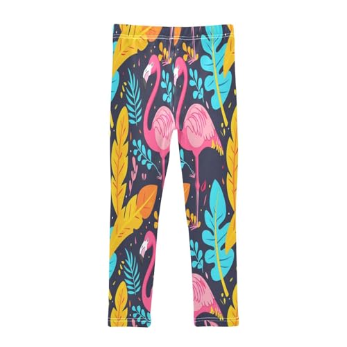 Bolaz Toddler Girls Leggings Printed Yoga Pants Leggings Pink Flamingo Blue Leaves for Kids2