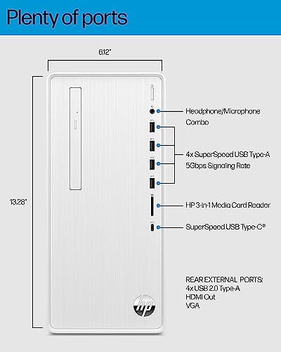 Image of 2023 HP Pavilion Desktop, 12th Gen Intel Core i7-12700 Processor(12-core), 12GB RAM, 512GB SSD, Intel UHD Graphics 770, 9 USB Ports, Wired Keyboard and Mouse Combo, Windows 11 Home