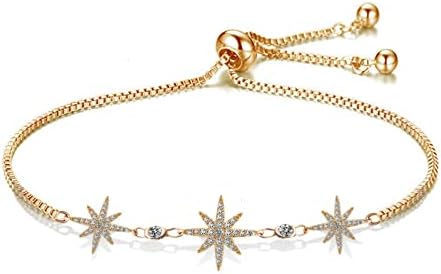 TLASTMATE Eight Awn Star Bracelet for Women l18K Gold Plated Classic Adjustable Slider Bracelet l Gifts for Girlfriend Wife Mom