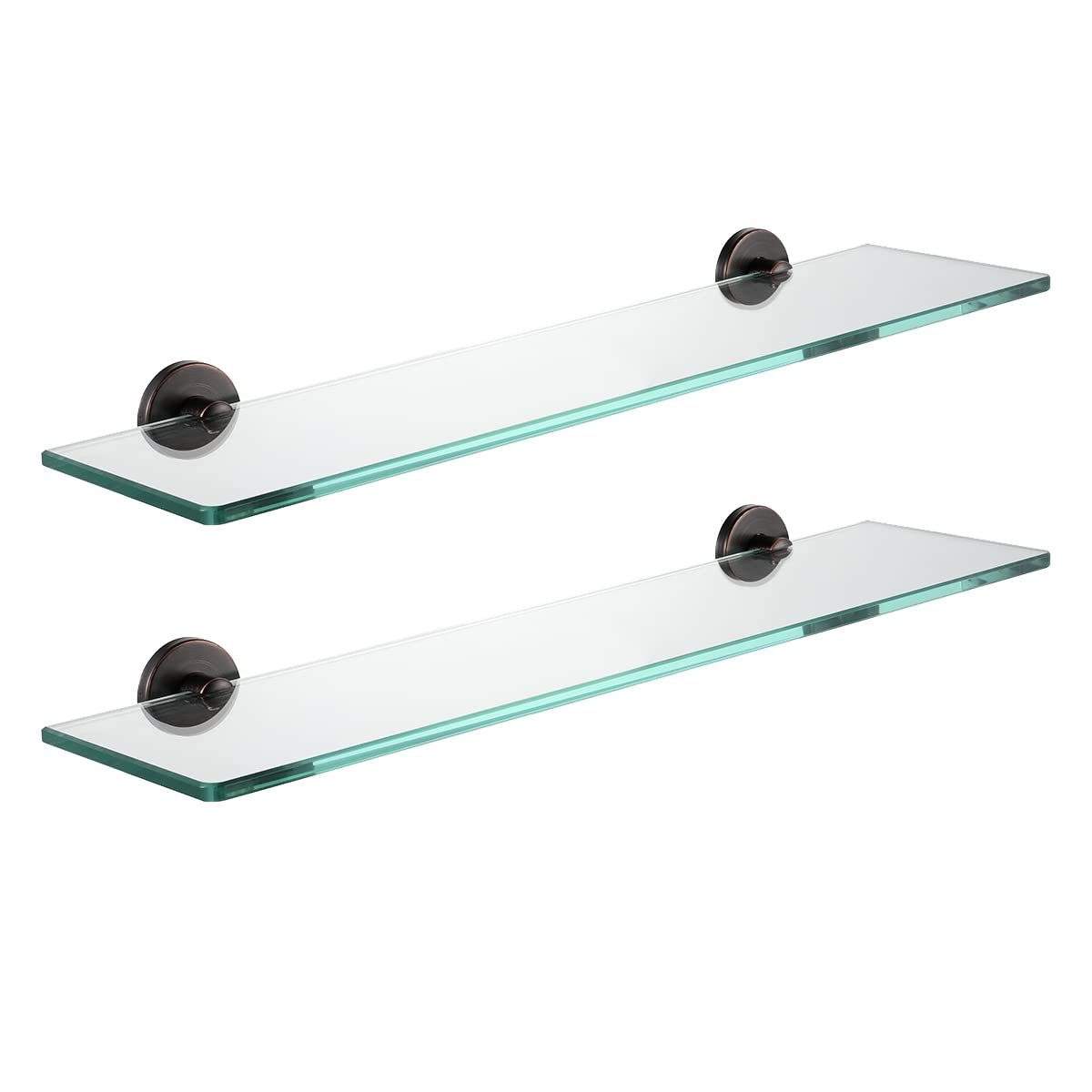 JQK Bathroom Glass Shelf Oil Rubbed Bronze, Tempered Glass Shower Storage 20 by 5 inches, 304 Stainless Steel ORB Wall Mount, 2 Pack, TGS101L20-ORB-P2